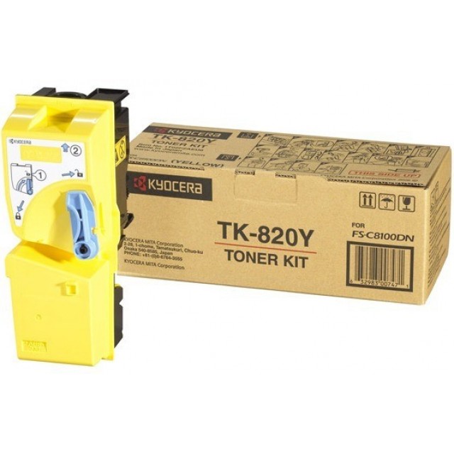 Kyocera TK-820Y оригинална жълта тонер касета