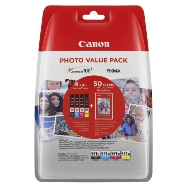 Canon CLI-551XL комплект C/M/Y/K мастилени касети