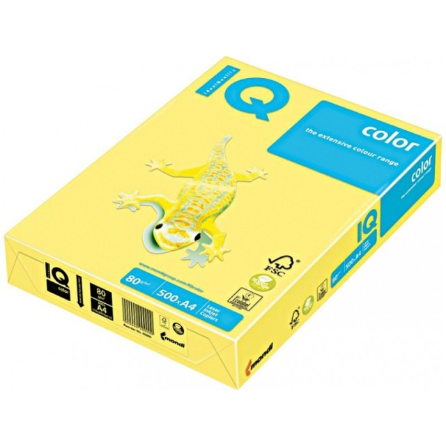 Цветна копирна хартия IQ Color YE23 жълт, пастел, A4, 80гр., 500 листа
