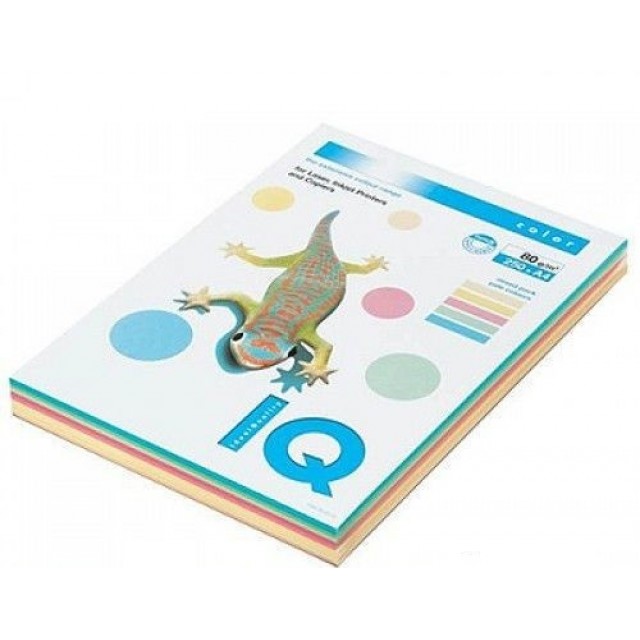 Цветна копирна хартия IQ Color пастел микс, A4 80 гр.