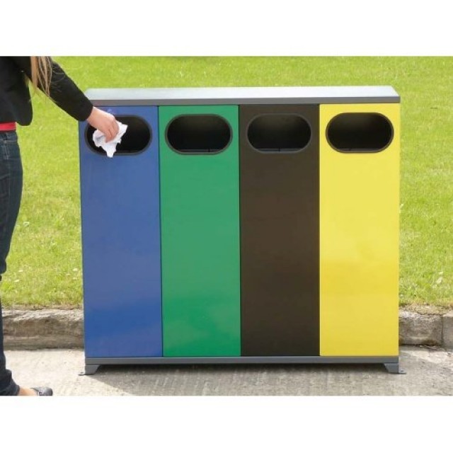 Контейнер за разделно събиране на отпадъци на открито, четворен