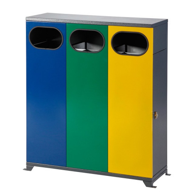 Контейнер за разделно събиране на отпадъци на открито, троен